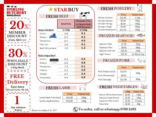 Stirling Butchery Menu